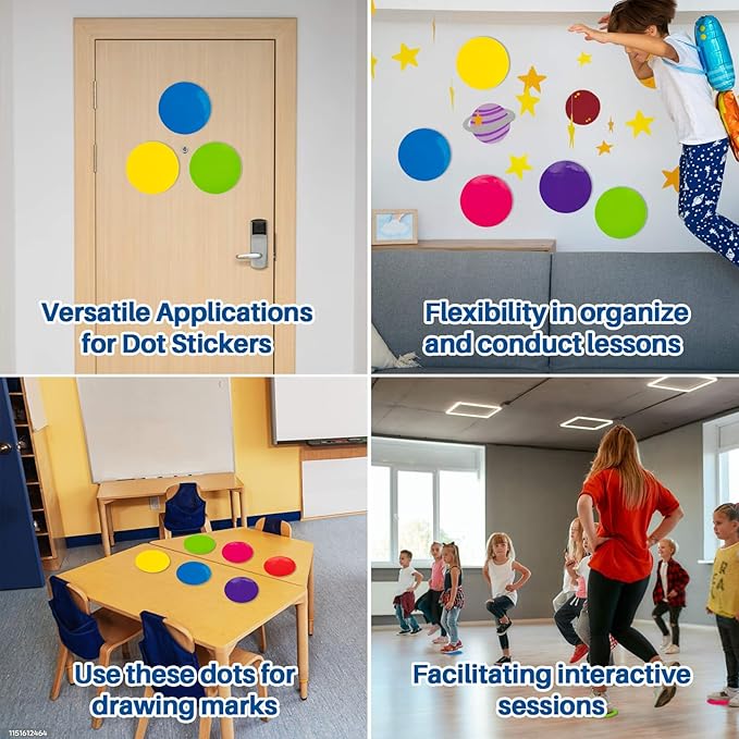 Sukh 36 PCS Table Spots - Carpet Dots for Classroom 6 Inch Dry Circles Stickers Spots Erase Multicolor Round Stickers Carpet Spots for Table Desk Floor Decor Classroom Teacher School Supplies