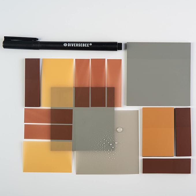 DiverseBee Transparent Sticky Notes (Includes Quick Dry Pen), Cute Clear Sticky Tabs, Translucent Page Flags Book Markers Stickers, Planner Accessories Bible Journaling Study Office Supplies (Dune)