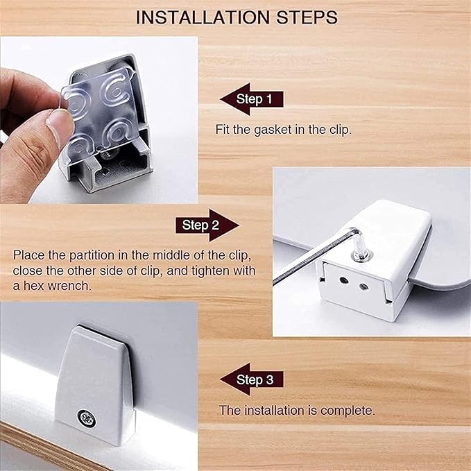 4PCS Desk Dividers Office Partitions, Privacy Desk Panel Protective, Acrylic Plexiglass Shield with Clamps for Offices Schools Call Centers - 23.6”L X15.8”W(White)