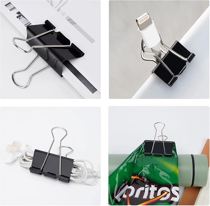 Binder Clips,Mini Binder Clips, Paper Clips (60Pcs) 0.6 Inch,Black Metal Paper Clamps for Office, Home, School