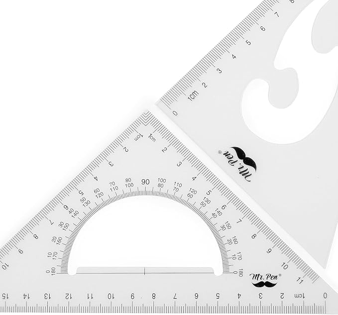 Mr. Pen- Triangle Ruler, 2 Pack, 17&11, 30/60 & 45/90, Right Triangle Ruler for Drawing, 30/60 Degree Triangle Plastic, 30 60 90 Triangle, Drawing Triangle Angle