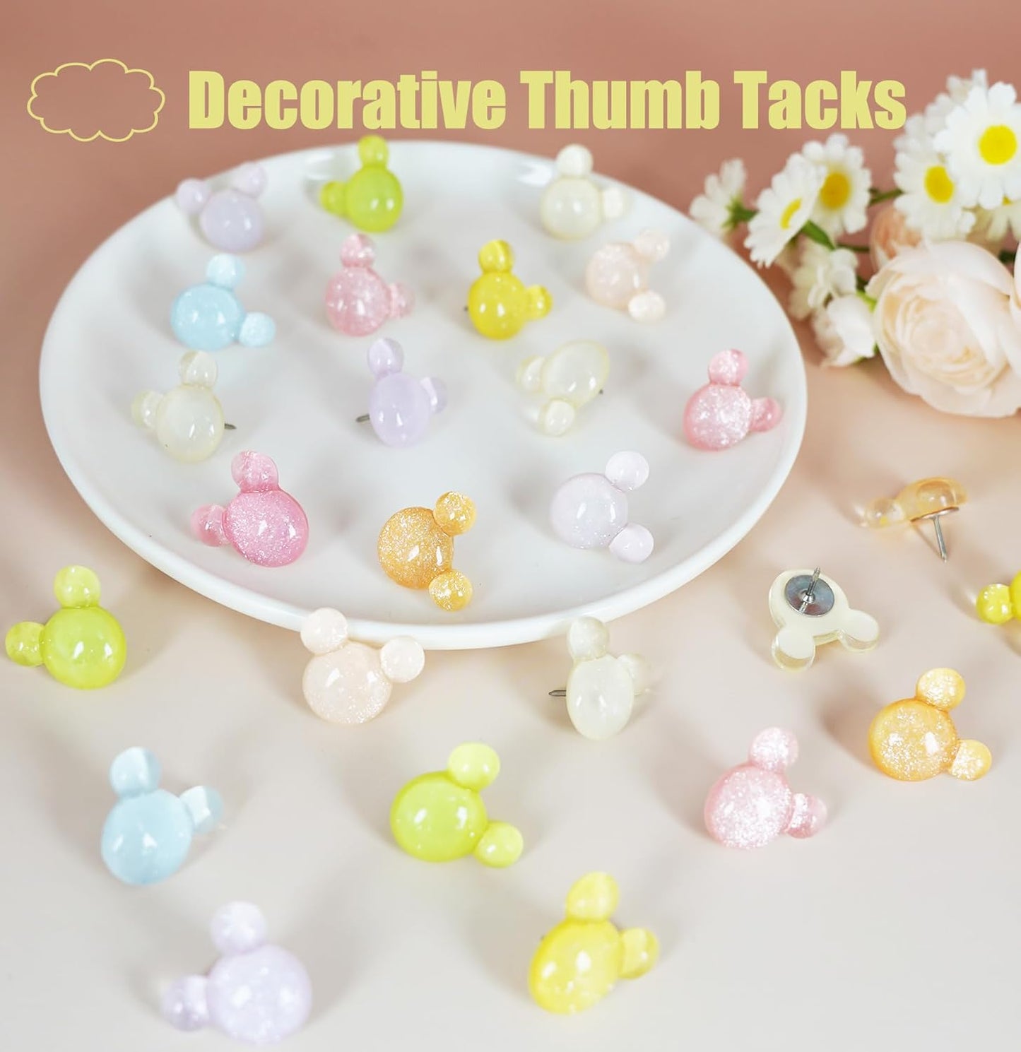 30Pcs Push Pins,Decorative Push Pin,Cute Thumb Tacks Cute Office Decor for Cork Board Bulletin Board,Desk Accessories Aesthetic,Classroom Decor,Business Home Decor(30-Mouse)