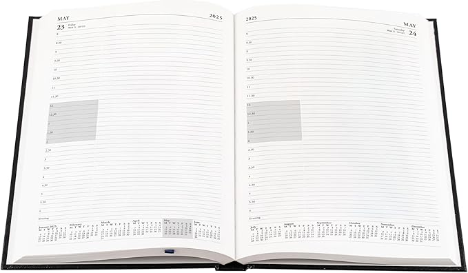 Collins Essential 2025 Business Diary - A4 Day to a Page with Appointments Planner with Leathergrain Hardback Cover - Black - ESSA41A.99-25