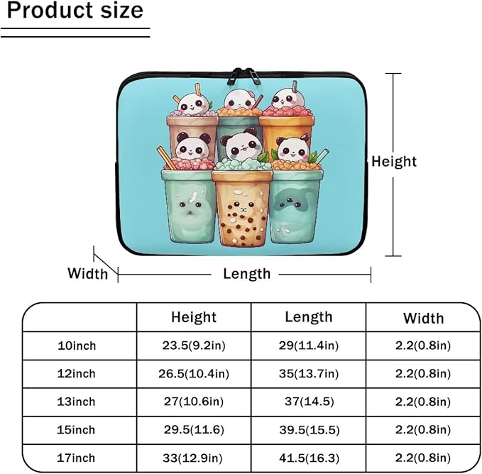 Cute Panda Laptop Sleeve for Women Girls 13 inch Laptop Protector with Versatile Uses Computer Sleeve Neoprene Lap Top Case Ideal Gifts for Daily Use School Travel Tablet Bag Blue