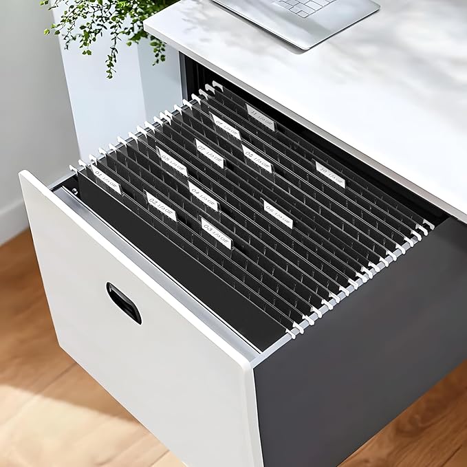 SUNEE Hanging File Folders Legal Size, Black File Folders 25 Pack 1/5-Cut Tabs, Stay Organized for Your Home and Office Bulk File and Documents