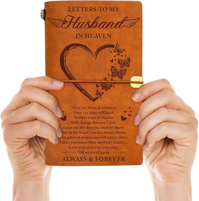 Vetbuosa Memorial Gifts for Loss of Husband-Leather Journal, Sympathy Gifts for Loss of Husband,In Memory of Husband,Bereavement Gifts for Loss of Husband,Remembrance/Funeral/Condolence Gifts for Loss