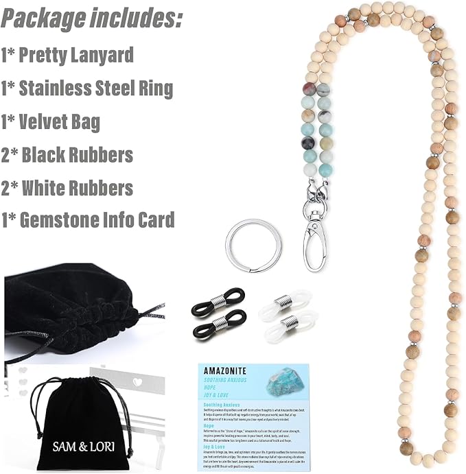SAM & LORI Lanyards for Id Badges for Women Cute Teacher Lanyard Cruise Lanyard for Ship Cards Beaded Teacher Lanyards for Id Badges and Keys Neck Lanyard Beaded Keychain Lanyard Personalized String