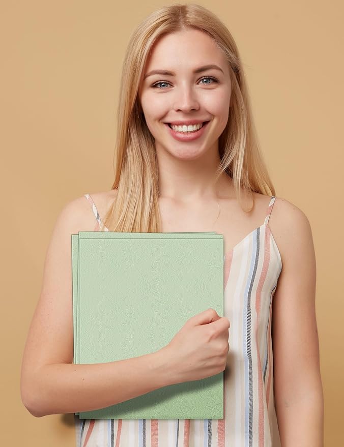 SUNEE Folders with Pockets (25 Pack, Grayish Green), 2 Pocket Folders Fit Letter Size Paper, Paper File Folder for School Office Home Business, Textured Paper