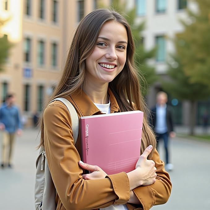 KOKUYO Composition Notebooks, 3 Pack Campus 9-3/4" x 7-1/2" Comp Book with College Ruled, 80 Sheets, Pink Blue Lavender School Lined Notebook Journal for Work Study Note Taking (WSG-NO-308CG1×3)