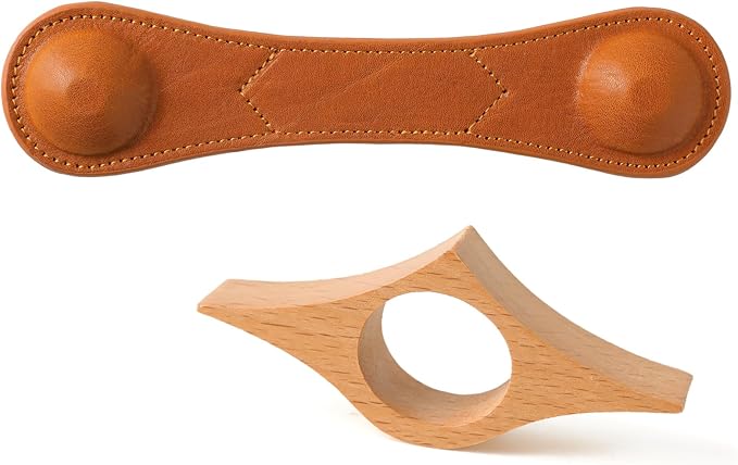 KINIVA Leather Weighted Bookmarks Book Weight Page Holder for Reading,Book Open Holder for Kids Adult,Gifts for Reader (01 Brown+04 Wood)