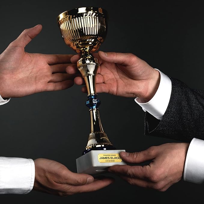 Therwen 30 Pcs Name Plates Laser Engraved Brushed Stainless Steel Plate Personalized Plaque Blank Custom Name Tag Frame Label with Adhesive Backing(Gold, Silver and Black Notched Corner,1''x 3'')