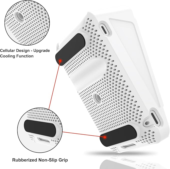 Kailfee Protective Case and 3pc HD Screen Protector for Square Terminal, Plastic Protective Hard Case Anti-Slip Grip Design, Anti-Scratch Tempered Glass Screen Protector(White)