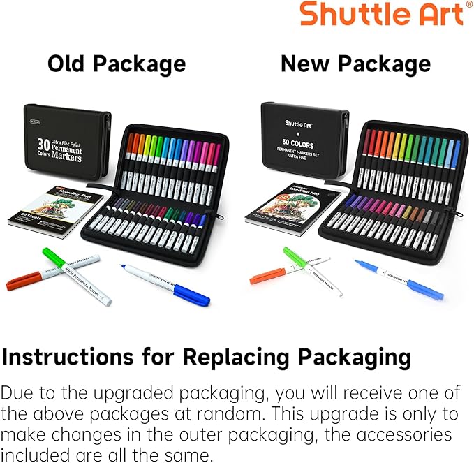 Shuttle Art Permanent Markers, 30 Assorted Colors Ultra Fine Point Permanent Marker Packed in Travel Case, Ideal Colored Markers Set for Adults Coloring Doodling on Plastic, Glass, Gift for Teens