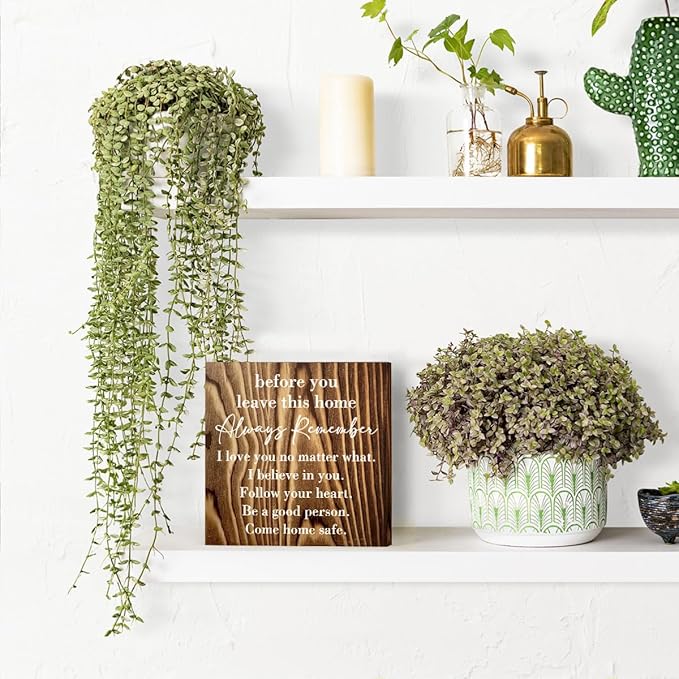 Inspirational Home Farmhouse Decor Desk Decor Wooden Box Sign Always Remember You are Braver Than You Think Rustic Wood Block Plaque Box Sign for Women Family Shelf Table Decoration Roasted Color