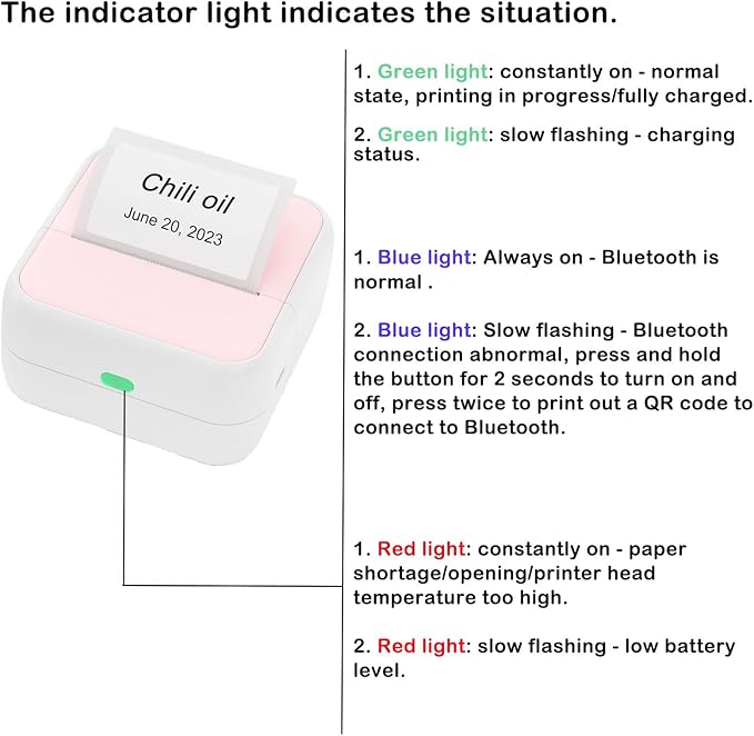 Mini Printer Sticker Printer Bluetooth for Phone Portable Thermal Print for Photo,Note,Journal,Memo,with 6 Rolls Thermal Paper(White)