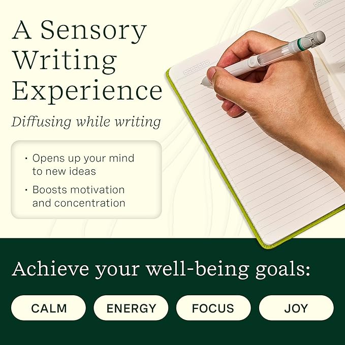 Lifelines Pen Diffuser Set, 2-Pack (Walk in The Woods & in Bloom) - 1mm Black Ballpoint Pens with Scented Essential Oil Diffuser - Aromatherapy & Sensory Immersion Diffuse Aroma As You Write