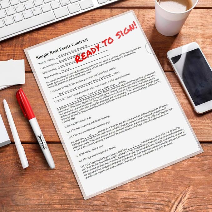 Dunwell Clear Plastic File Folder Sleeves, 36 Pack, 8.5x11 Letter Size, Acid-Free Poly Plastic