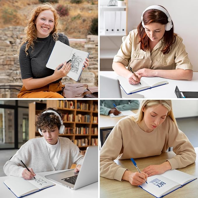 A5 Lined Journal Notebook - 100 GSM Thick Paper, Hardcover Journaling Notebook for Writing, Work, Travel, School, College Ruled Journal for Women Men, PU Leather Note Book,5.5”x8.3”- Klein Blue