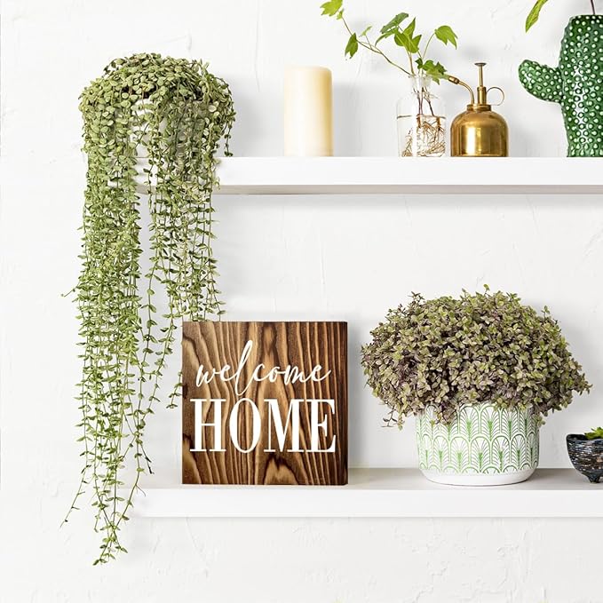 Welcome Home Sign Home Decor Desk Decor Wooden Box Sign Rustic Wood Block Plaque Box Sign for Women Family Friends Farmhouse Living Room Kitchen Bedroom Shelf Table Decoration Roasted Color