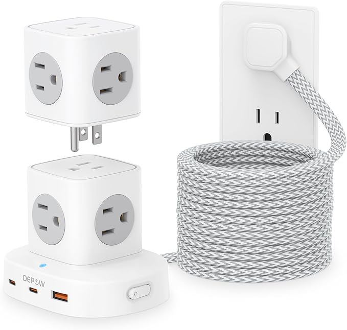 Power Strip Tower, 10 FT Extension Cord with 9 Outlets 3 USB (2 USB C), Surge Protector Tower, Multiple Outlets Power Strip Tower, Ideal for Dorms, Home Office, Travel, Hotels