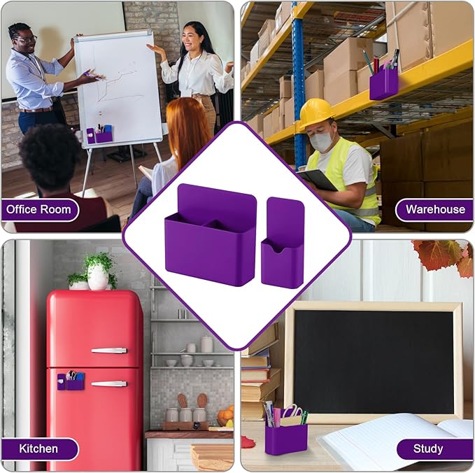 Magnetic Pen Holder,2 Pack Magnetic Dry Erase Marker Holder with Generous Compartments,Strong Magnet Storage Marker Pen Pencil Organizer for Refrigerator,Whiteboard,Locker Accessories