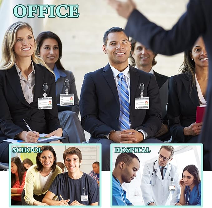 Honoson Heavy Duty Retractable Badge Reels Batch ID Badge Holder Retractable Clip Bulk Card Key Holder with Ring for Office Worker Employee, Doctor Nurse Gifts(Black,50 Pcs)