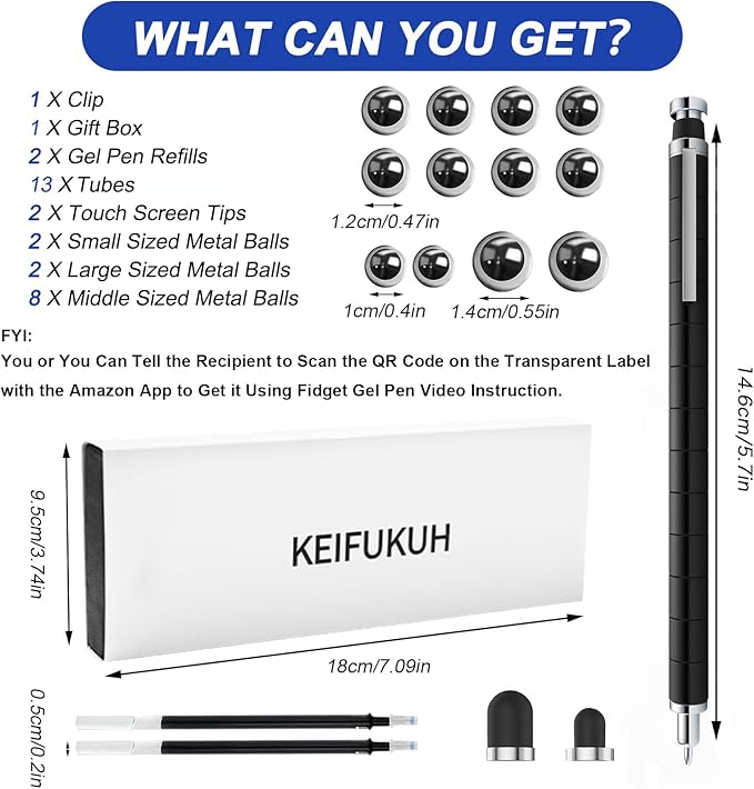 Cool Fidget Gel Pens Gifts - Unique Birthday Gifts for Men, Funny Gifts for Teen Boys Gifts for Kids, Novelty Christmas Stocking Stuffers Gadget for Him, Easter Adult Gifts Idea, Fathers Day Dad Gifts