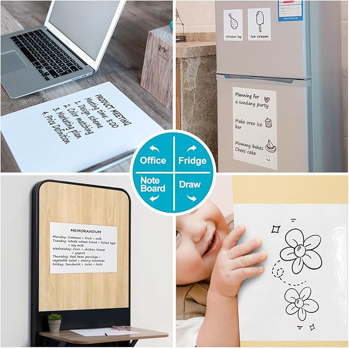 Dry Erase Board Sticker- Whiteboard Stickers-8.3''x11.7'' Removable Dry Erase Sheets- Fridge Dry Erase Paper for Wall/Desk/Refrigerator/Door/Locker/Home/Office/Classroom (White-20 Pcs)