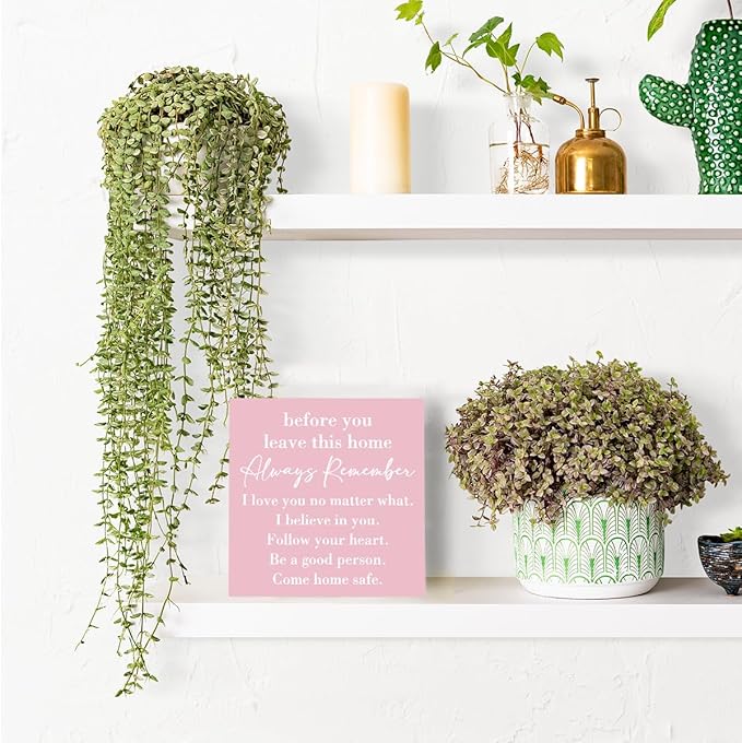 Family Noun Family Quotes Desk Decor Wooden Box Sign Inspirational Rustic Pink Wood Block Plaque Box Sign for Home Farmhouse House Kitchen Bathroom Living Room Shelf Table Decoration