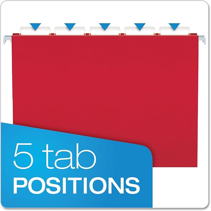 Pendaflex Recycled Hanging Folders, Letter Size, Assorted Colors, 1/5 Cut, 25/BX (81612)