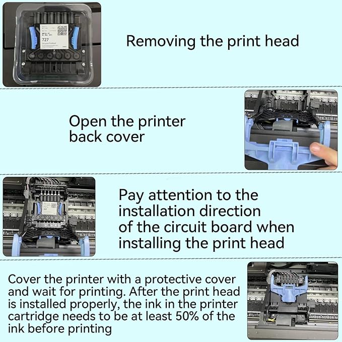 727 Printhead (B3P06A) Kit Replacement for Designjet T1500 T1530 T2500 T2530 T3500 T920 T930 Printers 727 Printer Head (Upgrade Chip),50000+ Pages