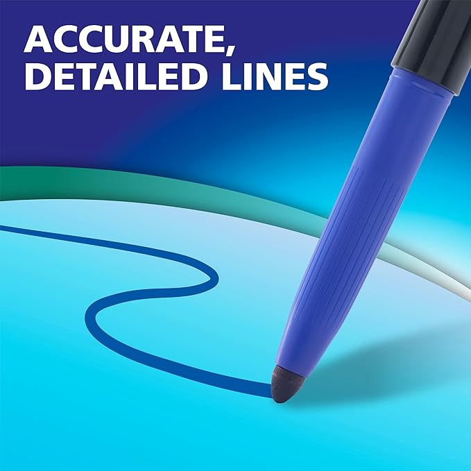 EXPO Wet Erase Markers, Semi-Permanent Markers, Assorted, Fine Tip, 12 Count