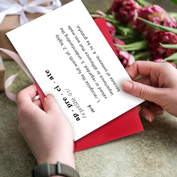 Lovely Appreciate Definition Cards for Him Her, Thank You Card for Teacher Boss, Thank You Gifts for Coworkers Friends, What to Say in A Thank You Card