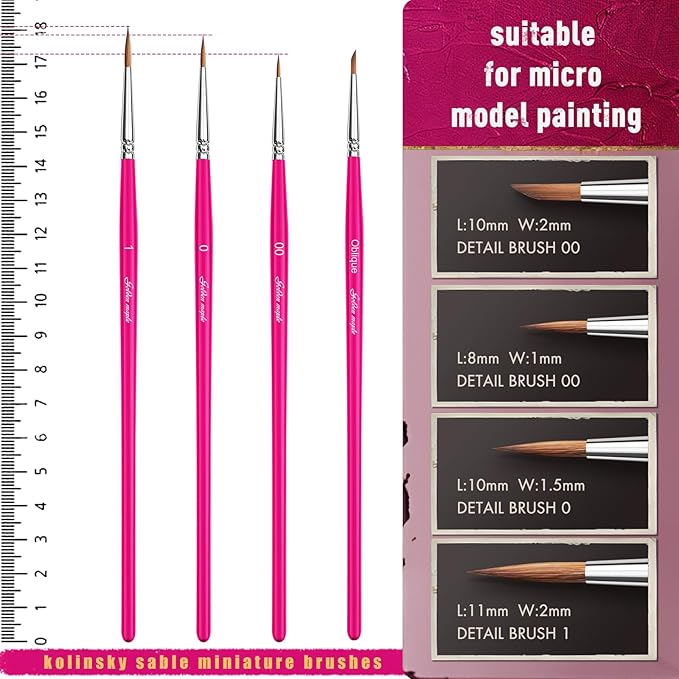Kolinsky Brush, Golden Maple Miniature Sable Paint Brushes Professional Artist Brush Set, Kolinsky Fine Detail Brushes for Model, 40k, Fingure, Watercolor, Acrylic, and Miniature Painting