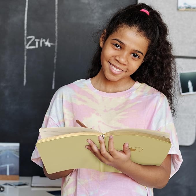 CAGIE Lined Journal Notebook for Women and Girls 256 Pages Cute Diary with Heart-Shaped Leather Journals for Writing A5 Soft Cover Notebooks for Work School (Beige, A5)