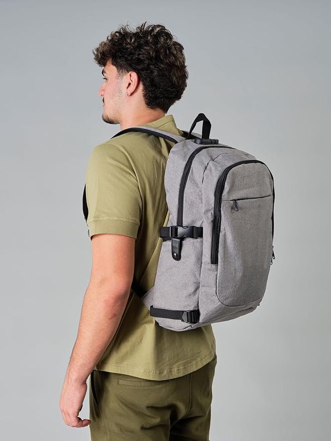 Varietyathletics 19" Laptop Backpack and Organizer Case Set USB Headset Port Anti-Theft Waterproof Travel Work College (Grey)