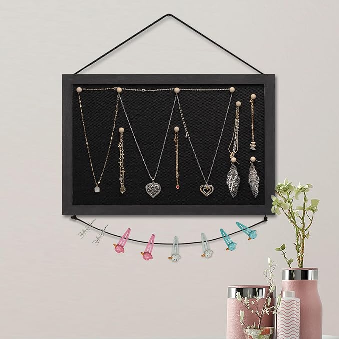 Miratino Pin Board Bulletin Board, 16 "x11 Black Linen Cork Boards for Walls with Black Frame ,Vision Board for Home Kitchen School Office Decor