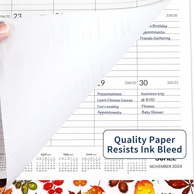 SUNEE 2025 Wall Calendar Extra Large 17"x27" with Lines, 21 Month Calendar from Now to June 2026, Vertical Large Monthly Calendar 2025-2026 for Wall, Seasons Color