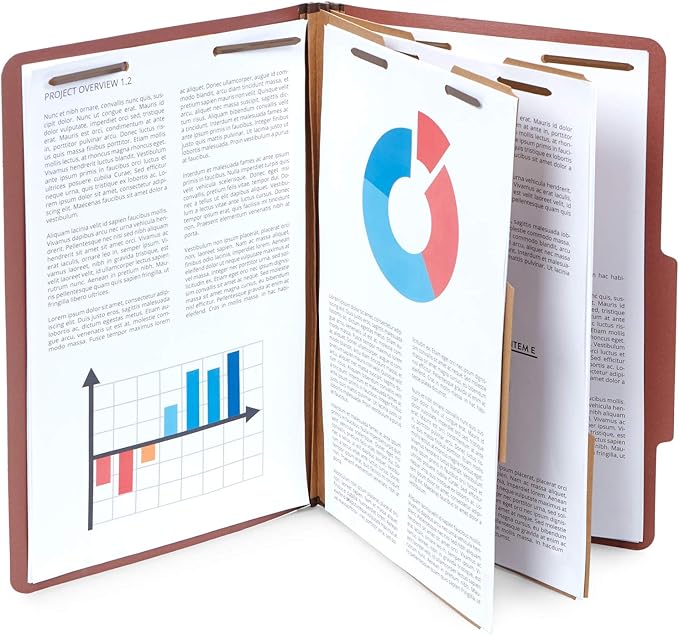 30 Legal Size Classification Folders, 2 Divider 2 Inch Tyvek Expansions, Durable 2 Prongs Designed to Organize Standard Law Client Files, Office Reports, 30 Legal Folders, Red Brick