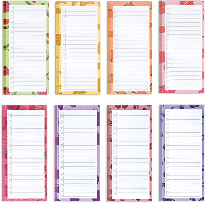 Camelmother 8Magnetic Notepads for Refrigerator Grocery List Magnet Pad for Fridge magnetic grocery list pad for fridge 60 Sheets Per Note Pads (8 Fruits)