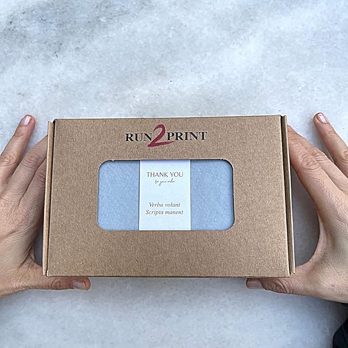 RUN2PRINT Thank You Cards, 36 Pieces, Dusty Blue Color, Peel & Seal Envelopes, Self-Sealing Adhesive, Matching Stickers Included