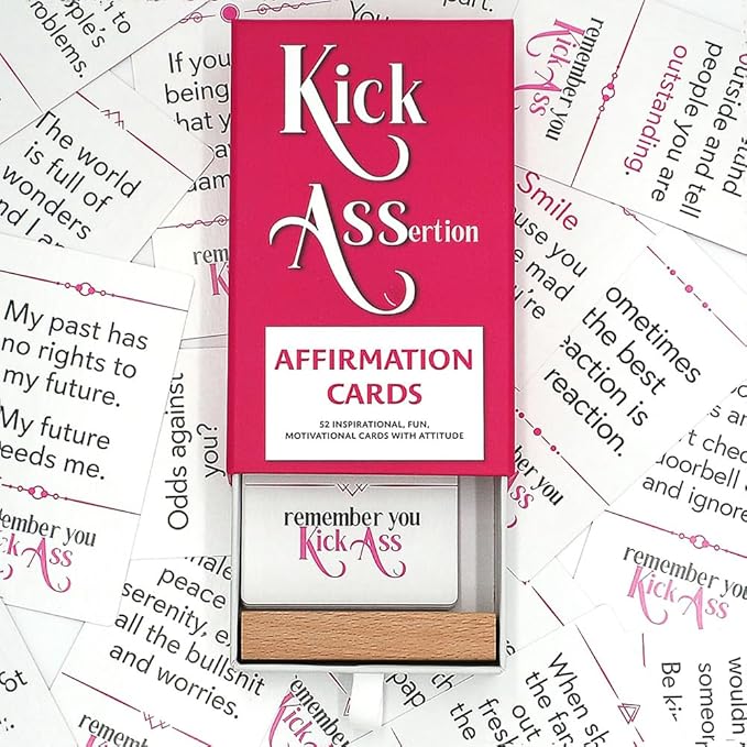 VAPARA DESIGNS KickAss Affirmation Cards For Women with Stand - Sweary Motivational And Inspirational Cards - Funny Gift For Women