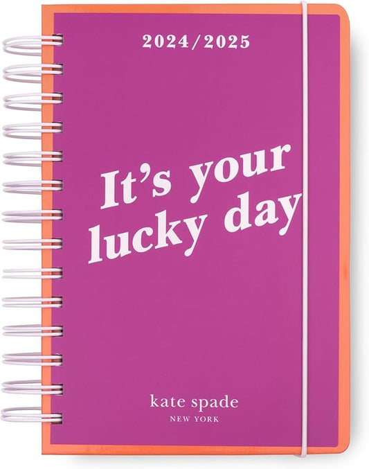 Kate Spade New York Medium Weekly and Monhtly Planner August 2024 - December 2025, Hardcover Spiral Agenda, Daily Planner with Monthly Calendar, Stickers, & Pockets, Your Lucky Day