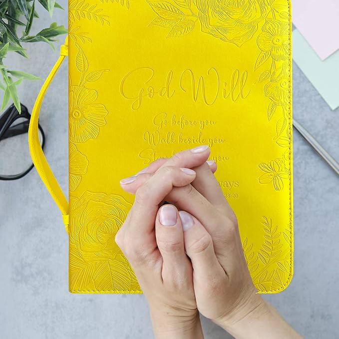 DEHITE Briefcase for Women – Leather Carrying Bag Large Size – | Fits Book 7 x 10.1 x 1.9 in | Pen Slots | Zippered Pocket | Premium Faux Leather | – Yellow Accessories Gifts