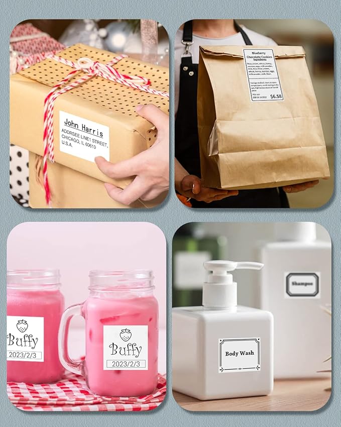 Phomemo Thermal Sticker Labels- 2.75"x1.57"(70x40mm) Thermal Label for M221/M220/M200, for Barcode/Address/Mailing/Logo/Business/Home Tag, Black on White