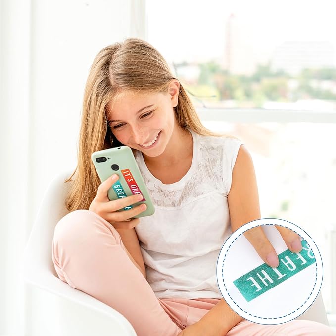 50PCS Calm Strips for Anxiety Sensory Stickers Calm Stickers for Relieve Adults Kids Teens Fidgets Stress Office&Classroom Supplies Anxiety Relief Items with Tactile Textured Surface Patterns(Letter)