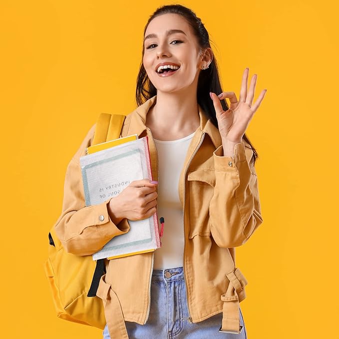 EOOUT 56pcs Mesh Zipper Pouch Zipper Bag, Durable Pouches for Organization Puzzle Storage, Letter Size, A4 Size, for Office Supplies