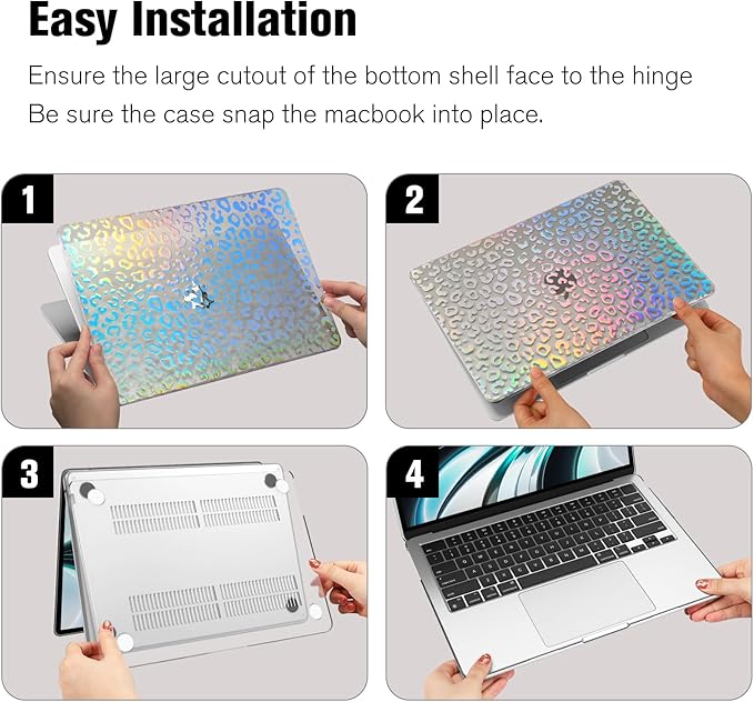 Fintie Case for MacBook Air 13.6 Inch A3113 A2681 (2022 2023 2024 Release) - Snap On Hard Shell Cover for MacBook Air 13.6" M2 M3 Chip with Liquid Retina Display and Touch ID (Leopard)