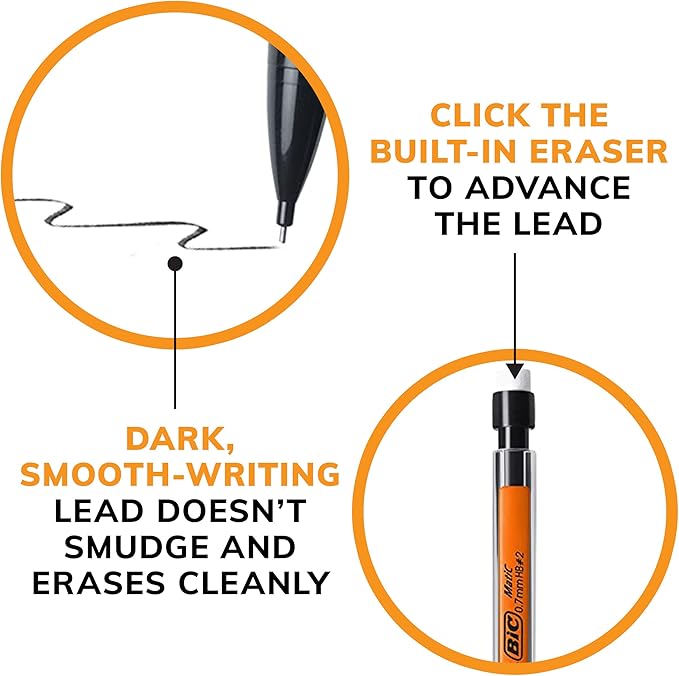 BIC Xtra-Smooth Mechanical Pencils with Erasers, Bright Edition Medium Point (0.7mm), 40-Count Pack, Bulk Mechanical Pencils for School or Office Supplies