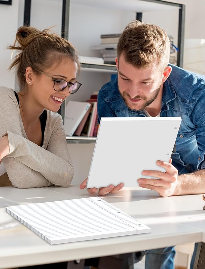 Loose Leaf Paper Wide Ruled, 8-1/2 x 11 In, 400 Sheets Filler Paper for 3-Ring Binder, Double-Printing Lined Paper, 3-Hole Punched Notebook Paper Binder Paper 8.5'' x 11'', 4 Pack, 100 Sheets/Pad